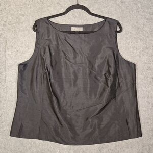 Kate Hill Womens Black Silk Sleeveless Top Night Out Elegant Luxury Size 18W